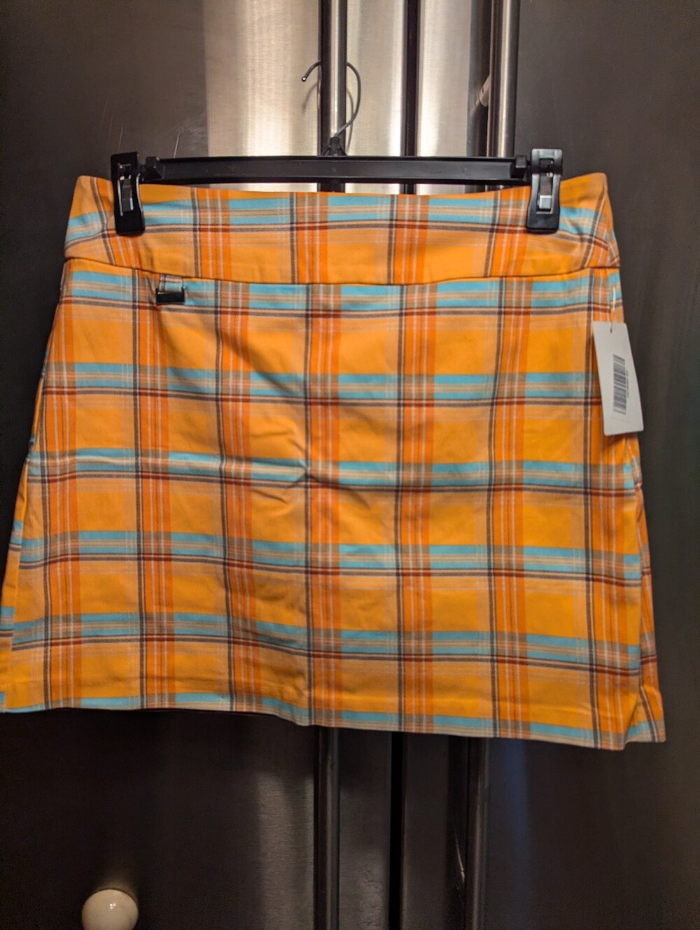 NWT Jenna Rose Pullon Orange Plaid Skirt Sz    12 Xl